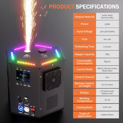 1200W RGB LED Cold Spark Machine
